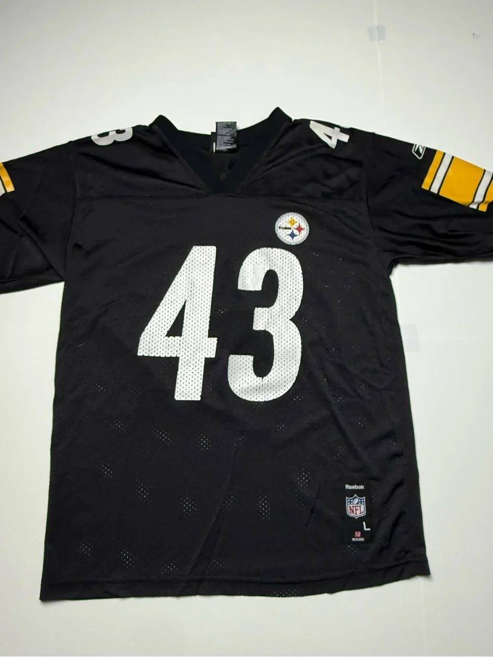 Reebok Pittsburg Steelers Troy Polamalu #43 Black Football Jersey size Large kid